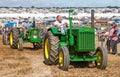 Two old vintage John Deere Tractors at show Royalty Free Stock Photo