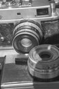Two old vintage retro film cameras Royalty Free Stock Photo
