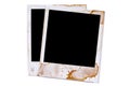 Two old vintage stained polaroid style blank photo print frames Royalty Free Stock Photo