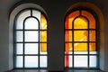 Two old windows of the church Royalty Free Stock Photo