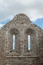 Two old windows of the ruins of Monastery Clonmacnoise in Ireland