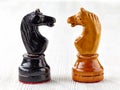 Two old wooden chess pieces Royalty Free Stock Photo