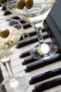 Two olive martini cocktails Royalty Free Stock Photo