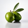Two olives on a white background Royalty Free Stock Photo