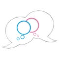 Two omnibus vector bubble chat with squares, and there blue and pink bubbles round for a chat with shadow and space for text on a Royalty Free Stock Photo