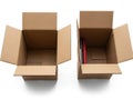 Two open cardboard boxes isolated on white background Royalty Free Stock Photo