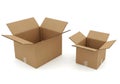 Two open cardboard boxes isolated on white background Royalty Free Stock Photo