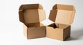 Two open cardboard boxes ready for shipping or storage packaging solutions Royalty Free Stock Photo