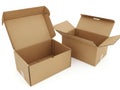 Two open cardboard boxes on white background isolated on white background Royalty Free Stock Photo