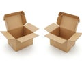 Two open cardboard boxes on white background isolated on white background Royalty Free Stock Photo