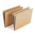 Two Open Kraft Paper Folders with Documents on White Background file Royalty Free Stock Photo
