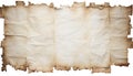 Two open manuscripts lie horizontally displaying elegant writing and intricate details on parchment paper, burnt paper texture