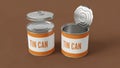 Two open tin cans on a table Royalty Free Stock Photo