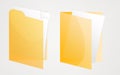 Two opened yellow folders