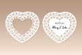 Two openwork hearts with floral ethnic pattern. Laser cutting template. Royalty Free Stock Photo