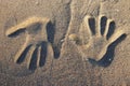 Two opposite handprints Royalty Free Stock Photo