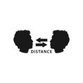 two opposite human faces keep distance logo icon Royalty Free Stock Photo