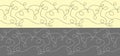 Two options for a seamless border with a thin sinuous line. Smooth line, curls. Border for fabric, packaging design