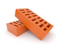 Two orange brick 3d on white background