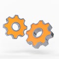 Two orange metal gears isolated on white background Royalty Free Stock Photo