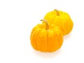 Two orange pumpkins in Big and small size isolated on white background Royalty Free Stock Photo