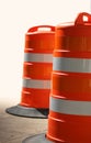 Two Orange Traffic Barrels