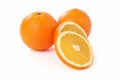 Two oranges and sliced Royalty Free Stock Photo