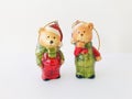 Two ornaments of bear for christmas. Vintage ornaments. Royalty Free Stock Photo