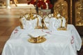 Two Orthodox Wedding Ceremonial Crowns Ready Royalty Free Stock Photo