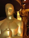 Two Oscar statues stand outside at the Academy Awards Royalty Free Stock Photo