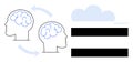 Two Human Minds Sharing Ideas with Cloud Computing and Technology Concept Royalty Free Stock Photo