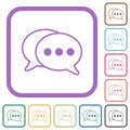 Two oval active chat bubbles outline simple icons