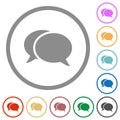Two oval chat bubbles solid flat icons with outlines Royalty Free Stock Photo