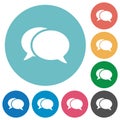 Two oval chat bubbles solid flat round icons Royalty Free Stock Photo