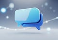 Two overlapping, abstract speech bubbles, one light blue and the Royalty Free Stock Photo