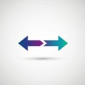Two overlapping arrows pointing in opposite Royalty Free Stock Photo