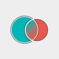 Two overlapping circles create a simple Venn diagram on a white background. The left Royalty Free Stock Photo