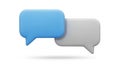 Two overlapping 3D speech bubbles on a white background. The front bubble is b Royalty Free Stock Photo
