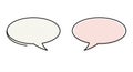 Two overlapping oval speech bubbles are depicted, each with a pointed tail on the