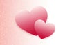 Two Overlapping Pink Paper Hearts on Soft Glittery Light Pink Background Royalty Free Stock Photo