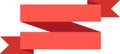 Two overlapping red ribbons are creating a zigzag shape against a clean white background, offering space for custom