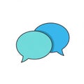 Two overlapping speech bubbles appear on a white background. The bubble in the Royalty Free Stock Photo
