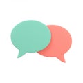 Two overlapping speech bubbles are depicted on a white background. The bubble on the Royalty Free Stock Photo