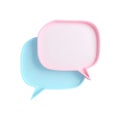 Two overlapping speech bubbles, one pink and one blue, on white background chat message Royalty Free Stock Photo
