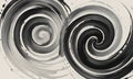 Two overlapping spiral patterns in black and white, with slight blur effect, create dynamic and abstract Royalty Free Stock Photo