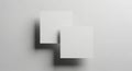 Two overlapping white rectangular cards casting a shadow on a light gray background Royalty Free Stock Photo