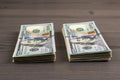 Two packs of one hundred american dollars Royalty Free Stock Photo