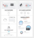 Two page Website design template with concept icons and avatars for business company portfolio Royalty Free Stock Photo