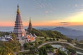 Two pagoda in an Inthanon mountain, chiang mai, Thailand Royalty Free Stock Photo