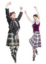 Two pair of dancers of Scottish dance Royalty Free Stock Photo